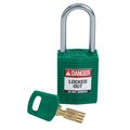 Brady Compact SafeKey Key Retaining Nylon Padlock 1.5 in Aluminum Shackle KD Green 1PK CPT-GRN-38AL-KD